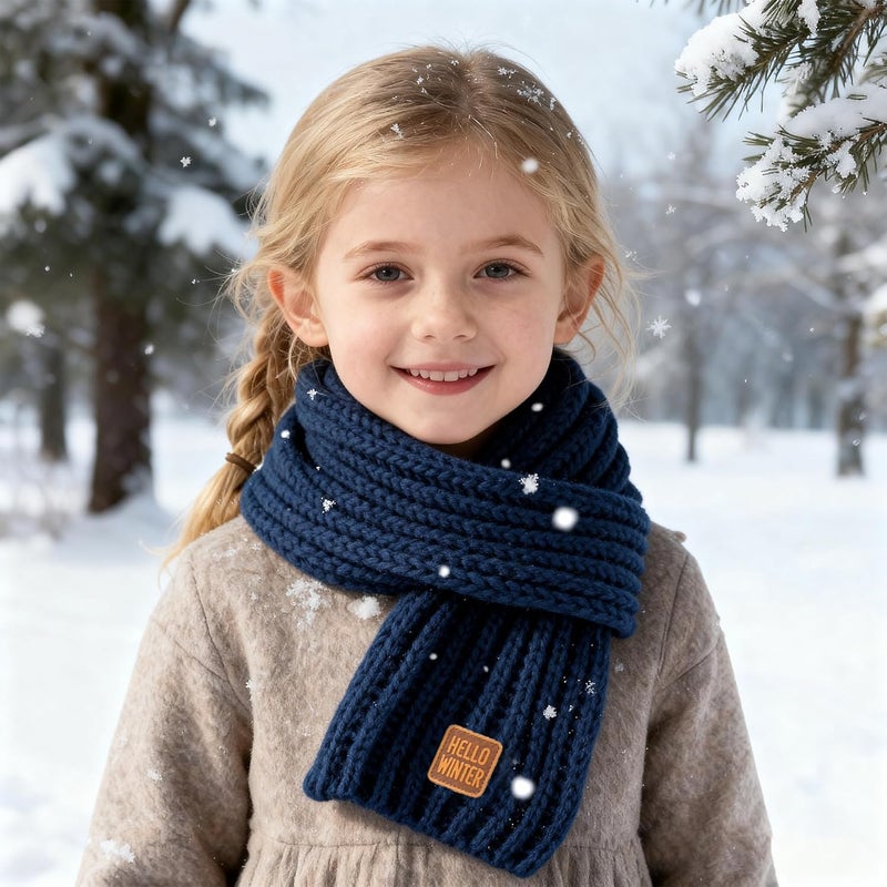 Hello Winter Kids Scarf Winter Neck Warmer Toddler Neck Scarf Girls Thick Scarves Boys Warm Neck Warp 2-12 Years - Image 5